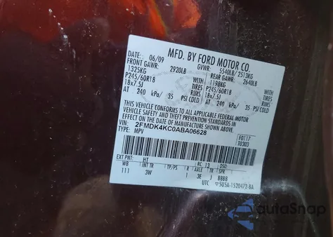 2010 Ford Edge Limited из США, поврежденный, VIN 2FMDK4KC0ABA06628